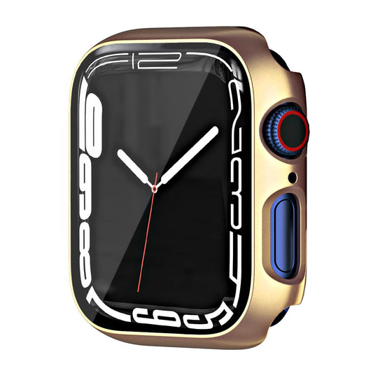 HANKN 44mm Hard Plated Case Compatible with Apple Watch Series 6 5 4 Se 44mm Tempered Glass Screen Protector, Full Coverage Shoc