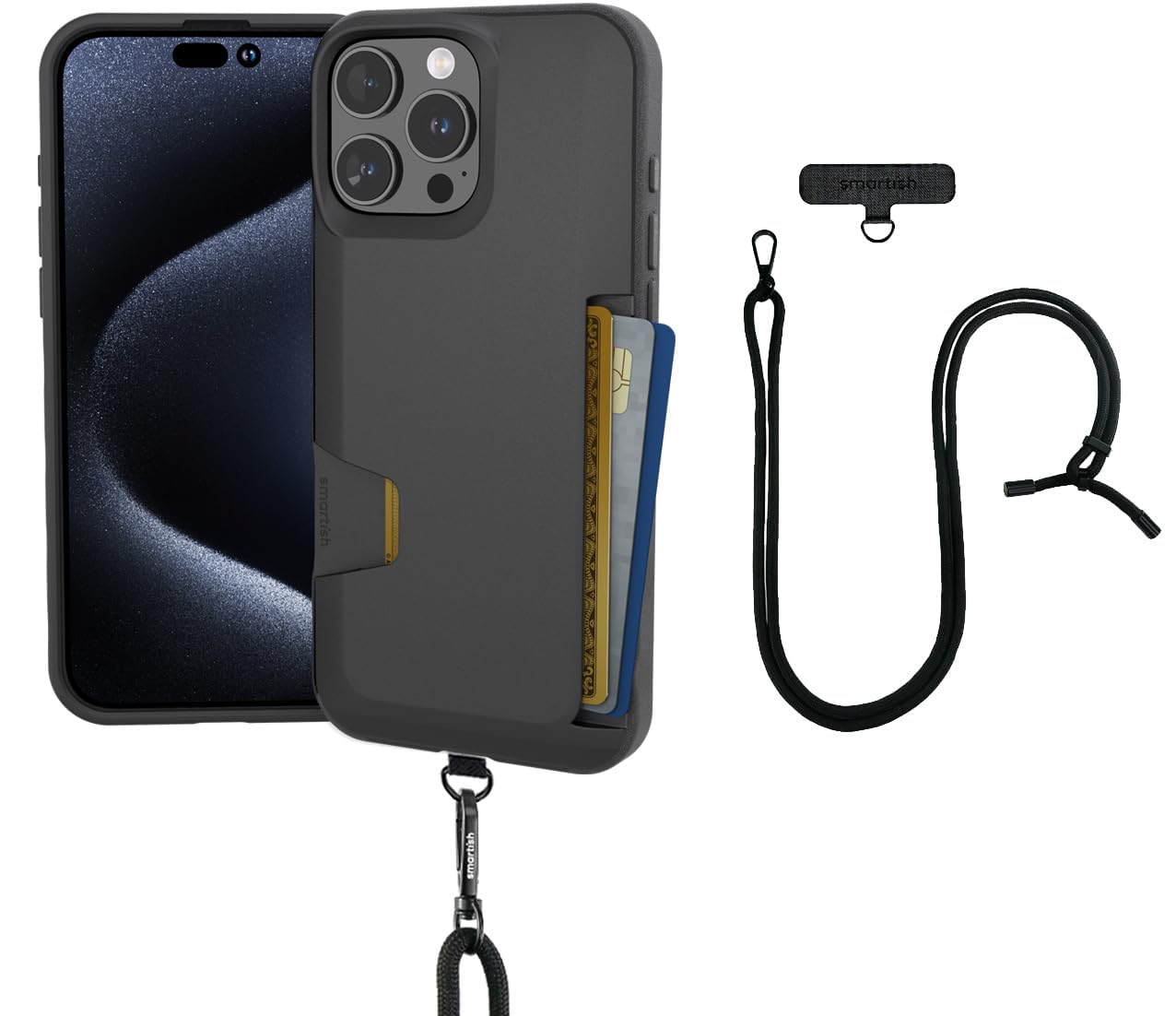 Smartish iPhone 16 Pro Max Wallet Case with Crossbody Lanyard Strap - Wallet Slayer Vol. 1 - [Slim + Protective] Credit Card Hol