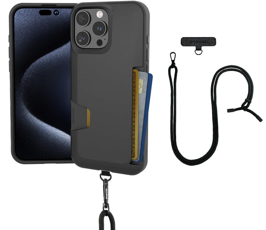 Smartish iPhone 16 Pro Max Wallet Case with Crossbody Lanyard Strap - Wallet Slayer Vol. 1 - [Slim + Protective] Credit Card Hol