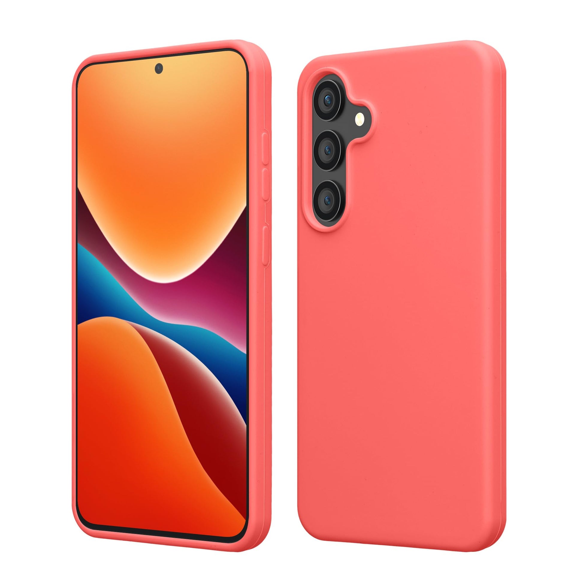 kwmobile Case Compatible with Samsung Galaxy S24 FE Case - TPU Silicone Phone Cover with Soft Finish - Neon Coral