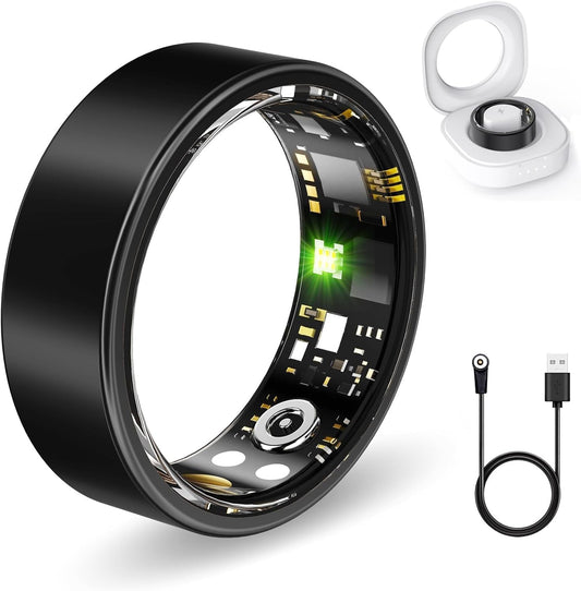FKGZJF Smart Health Rings for Women Men, Fitness Tracker with Heart Rate, Blood Oxygen, HRV, Sleep Tracker, Step Tracker, No Sub