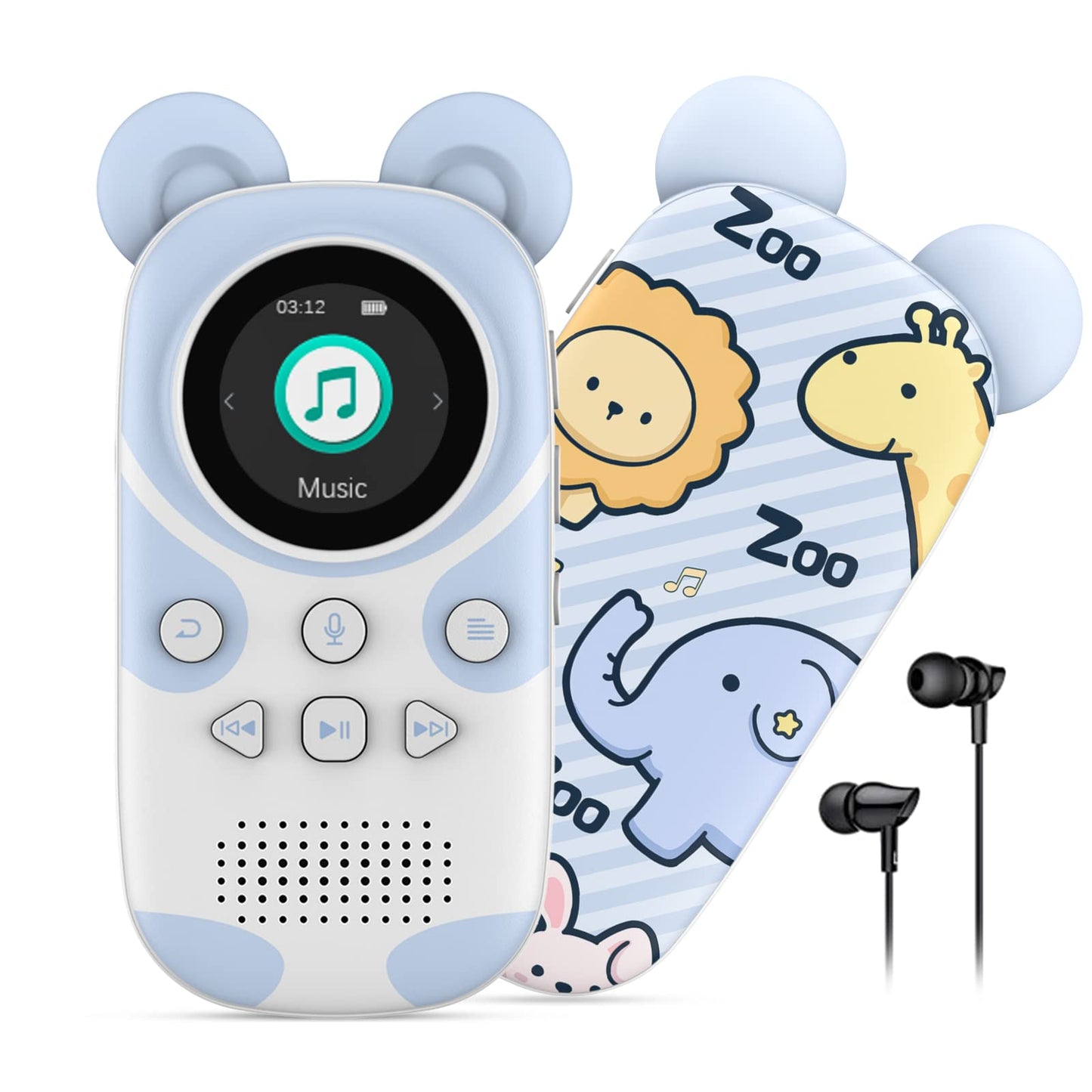 RUIZU 64GB Bluetooth MP3 Player for Kids, Cartoon Zoo Portable Music Player, Child MP3 Player with Bluetooth, Speaker, FM Radio,