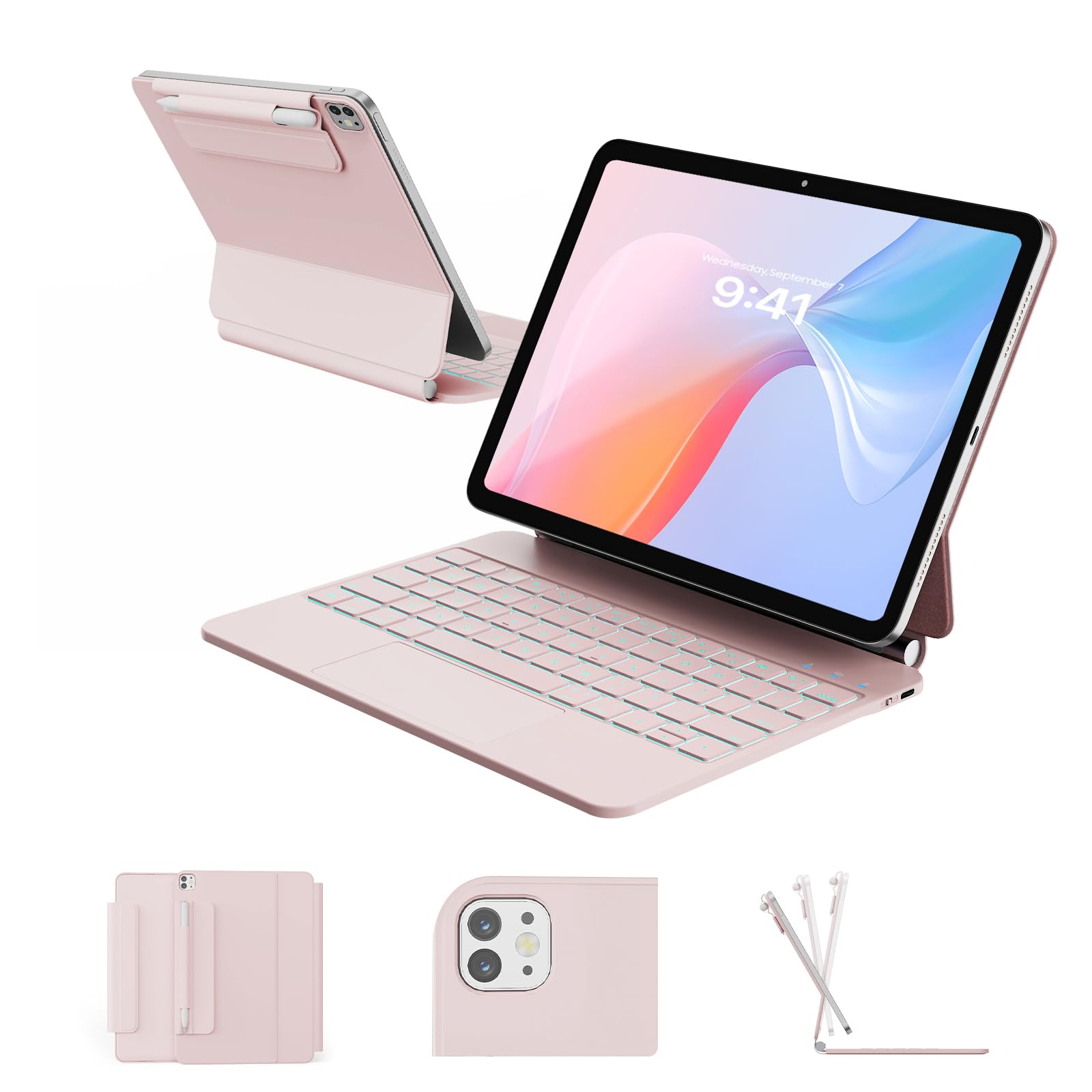 RAYMCRAFT for iPad Air 11-inch (M3 2025 / M2 2024) & iPad Pro 11 inch(1st/2nd/3rd/4th Gen), Magic Keyboard for Air 4/5 10.9, Spr