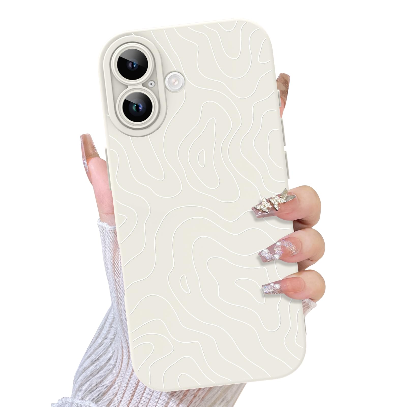 TEAUGHT Compatible with iPhone 17 Case 2025 Cute Pattern Wave Ripple Shockproof Silicone Soft Camera Protection for Girls Women