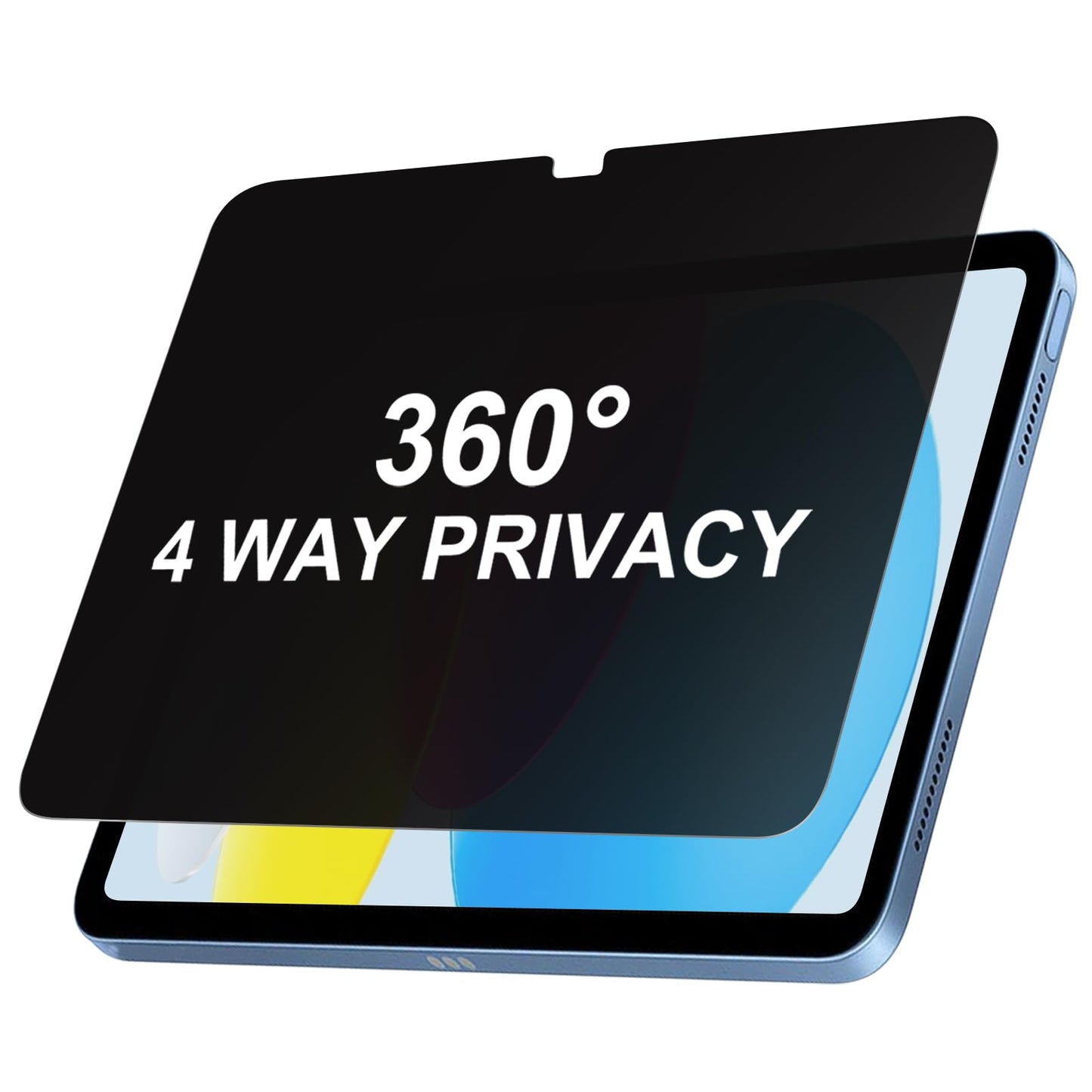 XunyLyee 360 4 Way Privacy Screen Protector for iPad A16 11th/ 10th Generation (11/10.9 Inch 2025/2022), 360 Degree Anti-Spy Tem