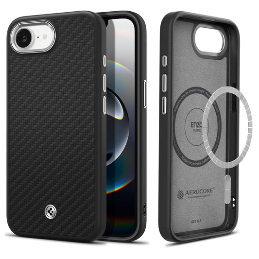 Spigen for iPhone 16e Case, Enzo Aramid MagFit [Compatible with Magsafe Accessories] [Military-Grade Protection] - Matte Black