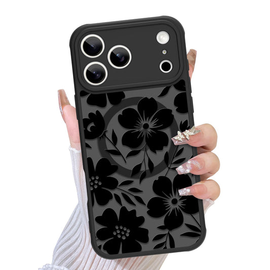 TEAUGHT Compatible with iPhone 17 Pro Case 2025 Support for MagSafe Cute Pattern Floral Flower Camera Protection Matte Skin-Touc