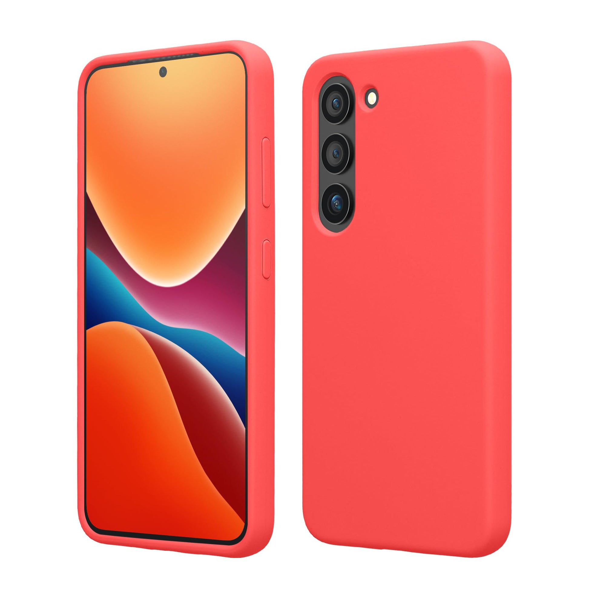 kwmobile Case Compatible with Samsung Galaxy S23 Case - TPU Silicone Cover - Works with Wireless Charging - Neon Coral