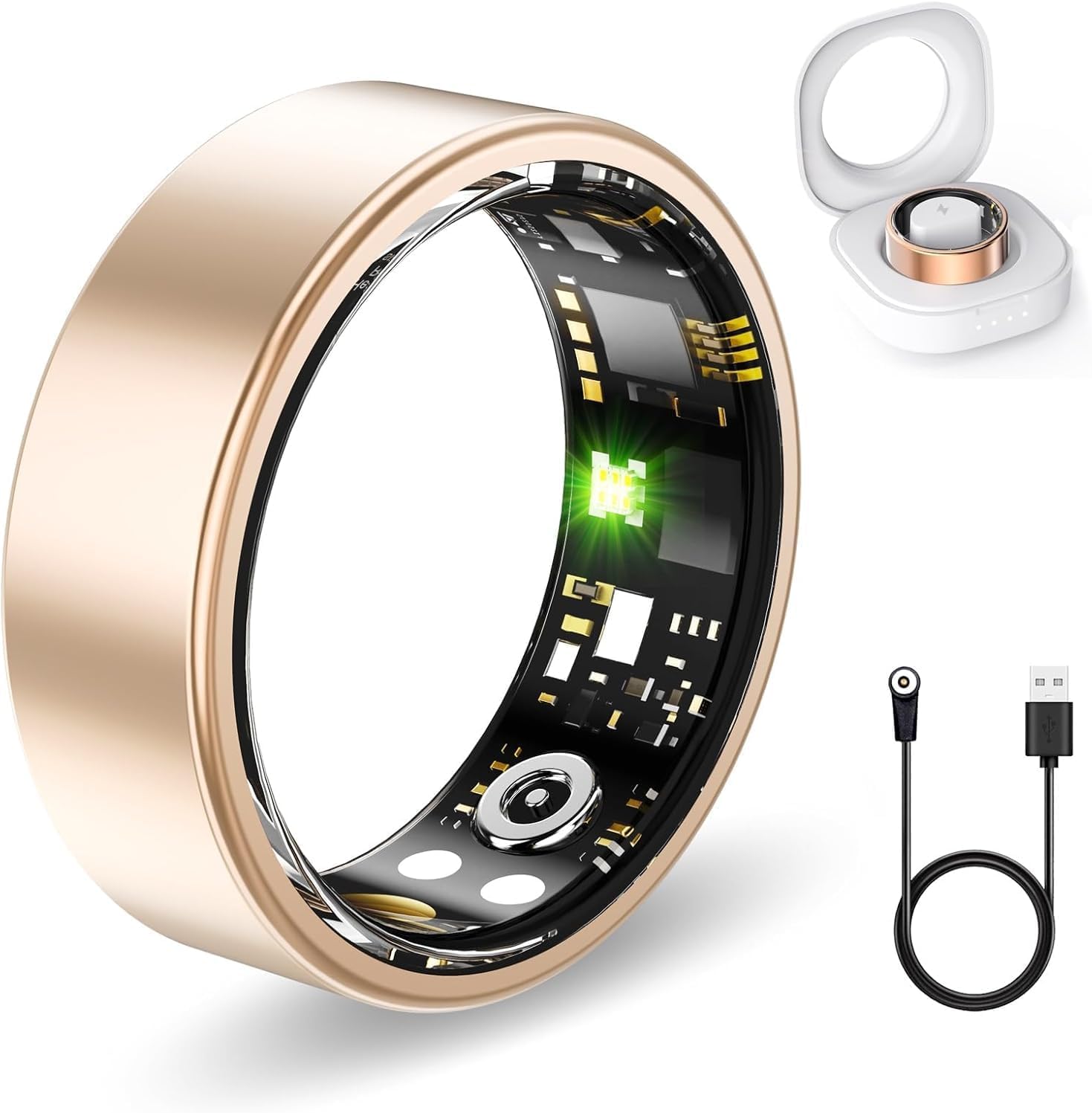 Smart Rings for Women Men, Fitness Ring with Heart Rate, Blood Oxygen, HRV, Pressure, Sleep Tracker, Step Tracker, No Subscripti