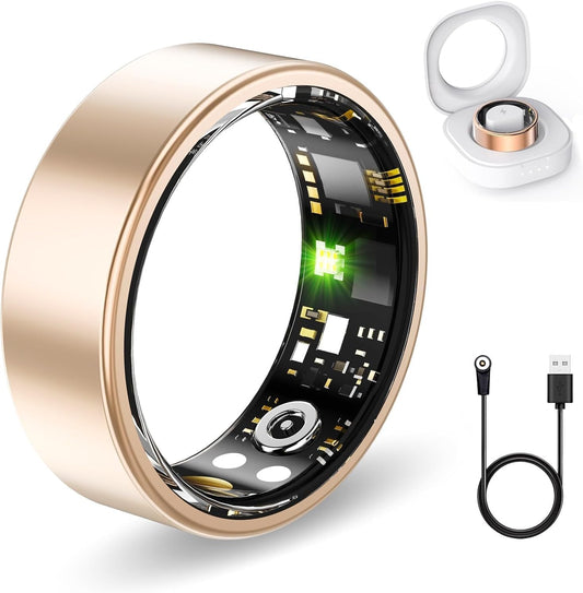Smart Rings for Women Men, Fitness Ring with Heart Rate, Blood Oxygen, HRV, Pressure, Sleep Tracker, Step Tracker, No Subscripti