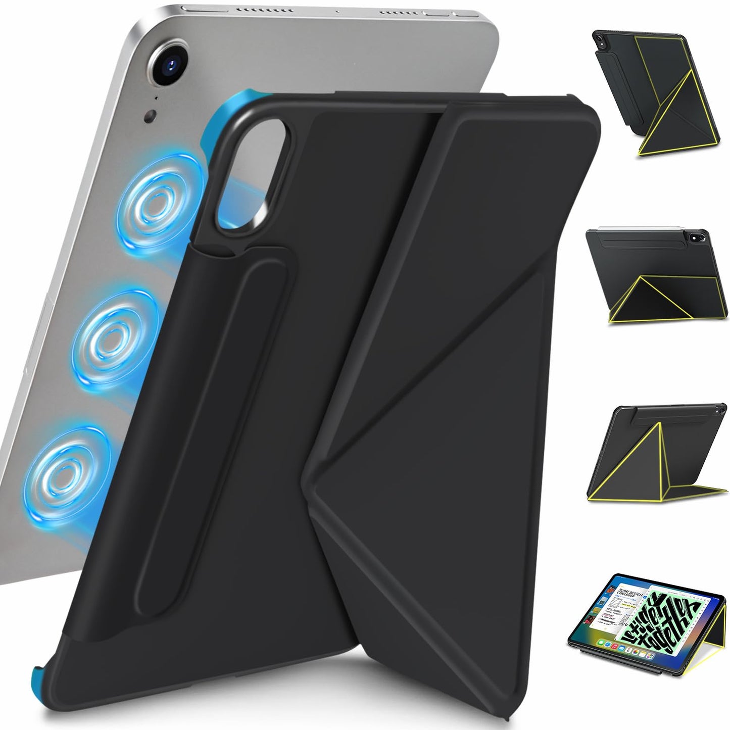 ?Landscape and Portrait? Wonzir for iPad mini 7 A17 Pro Case(2024),iPad mini 7th/6th Slim Powerful Magnetic Case,4 Standibg Angl