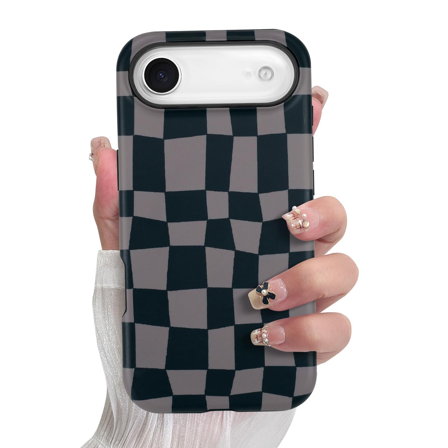 SOKAD Magnetic Checkered Phone Case for iPhone Air, Cute Grids Plaid Checkerboard Pattern Compatible with Magsafe Matte Protecti