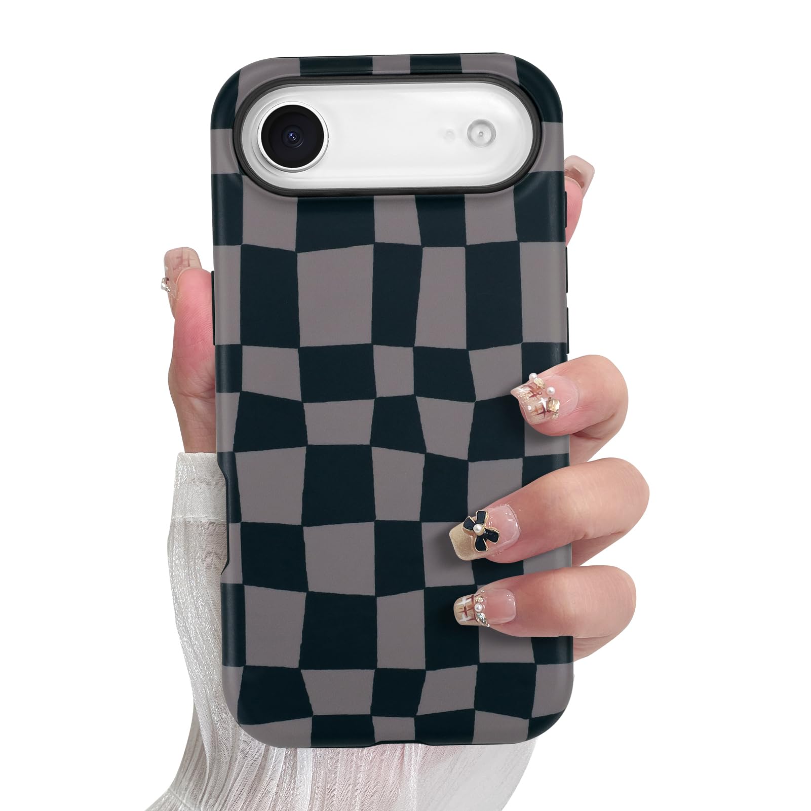 SOKAD Magnetic Checkered Phone Case for iPhone Air, Cute Grids Plaid Checkerboard Pattern Compatible with Magsafe Matte Protecti