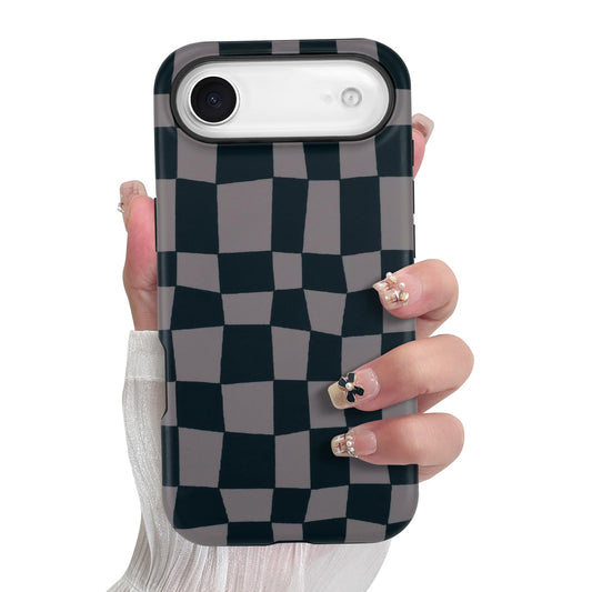 SOKAD Magnetic Checkered Phone Case for iPhone Air, Cute Grids Plaid Checkerboard Pattern Compatible with Magsafe Matte Protecti