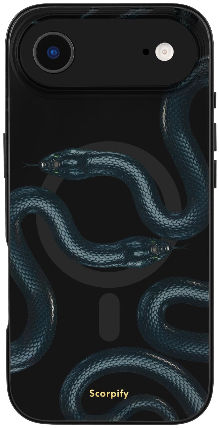 SCORPIFY for iPhone 17 Air Case [Compatible with MagSafe] with Shadow Black Snake Print Design, Cute Magnetic Phone Cover for Wo