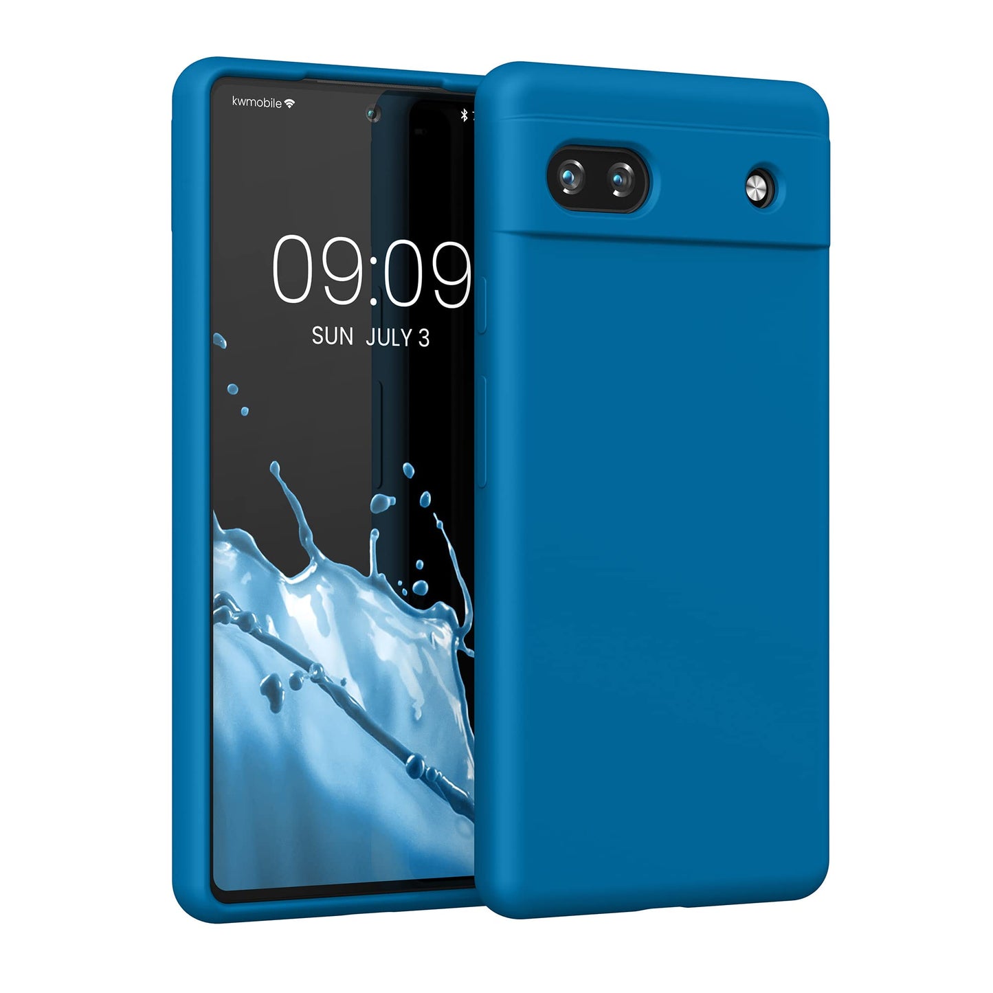 kwmobile Case Compatible with Google Pixel 6a Case - TPU Silicone Phone Cover with Soft Finish - Blue Reef