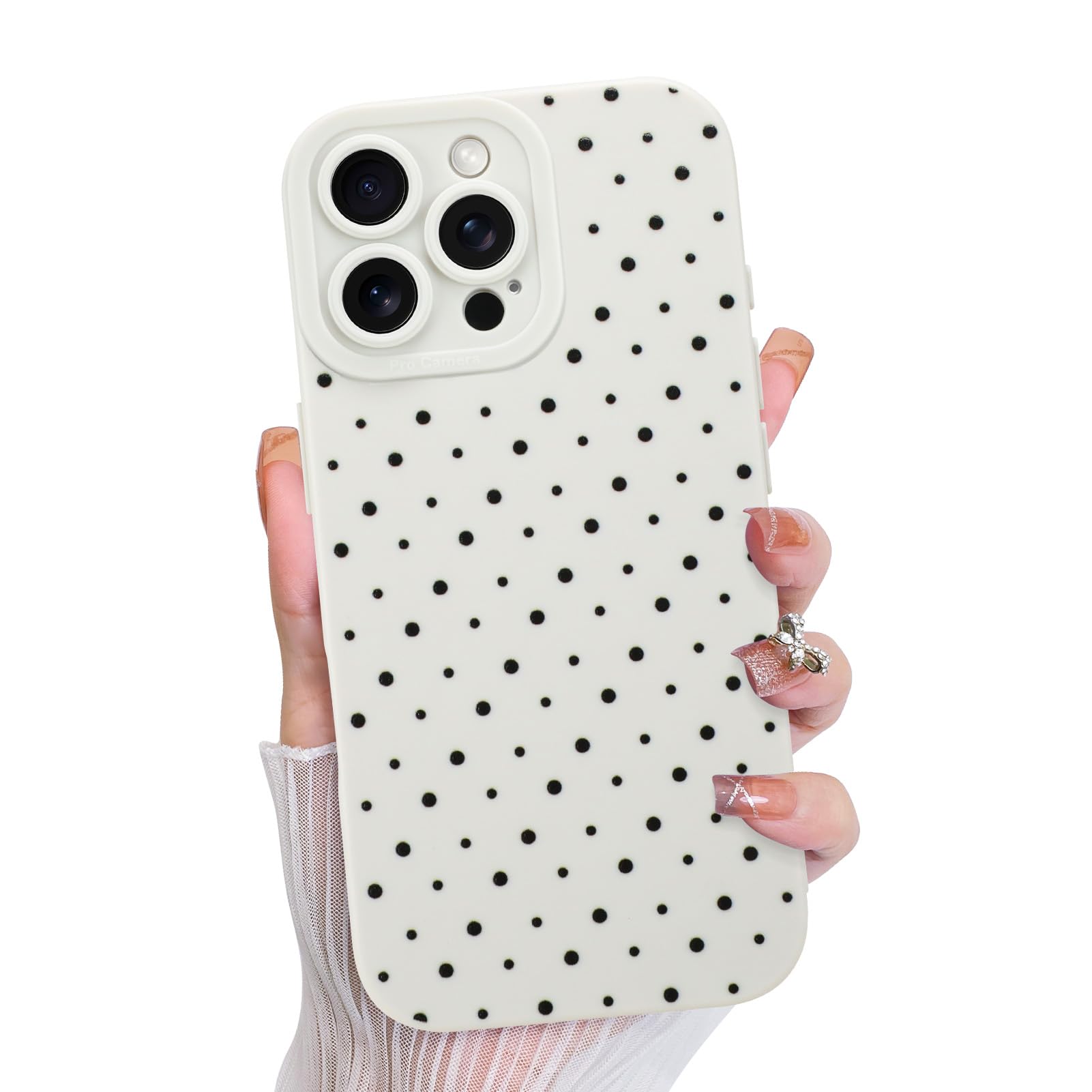 KANGHAR Compatible with iPhone 16 Pro Case, Silicone Spot Cute Pattern, Camera Protection Soft Slim Phone Cover for Girls Women