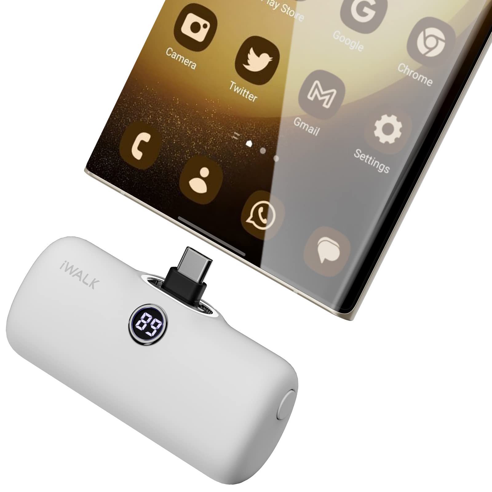 iWALK Small Portable Charger, 4,800mAh 18W PD Fast Charging Power Bank with Built-in USB-C Connector, External Mini Battery Pack