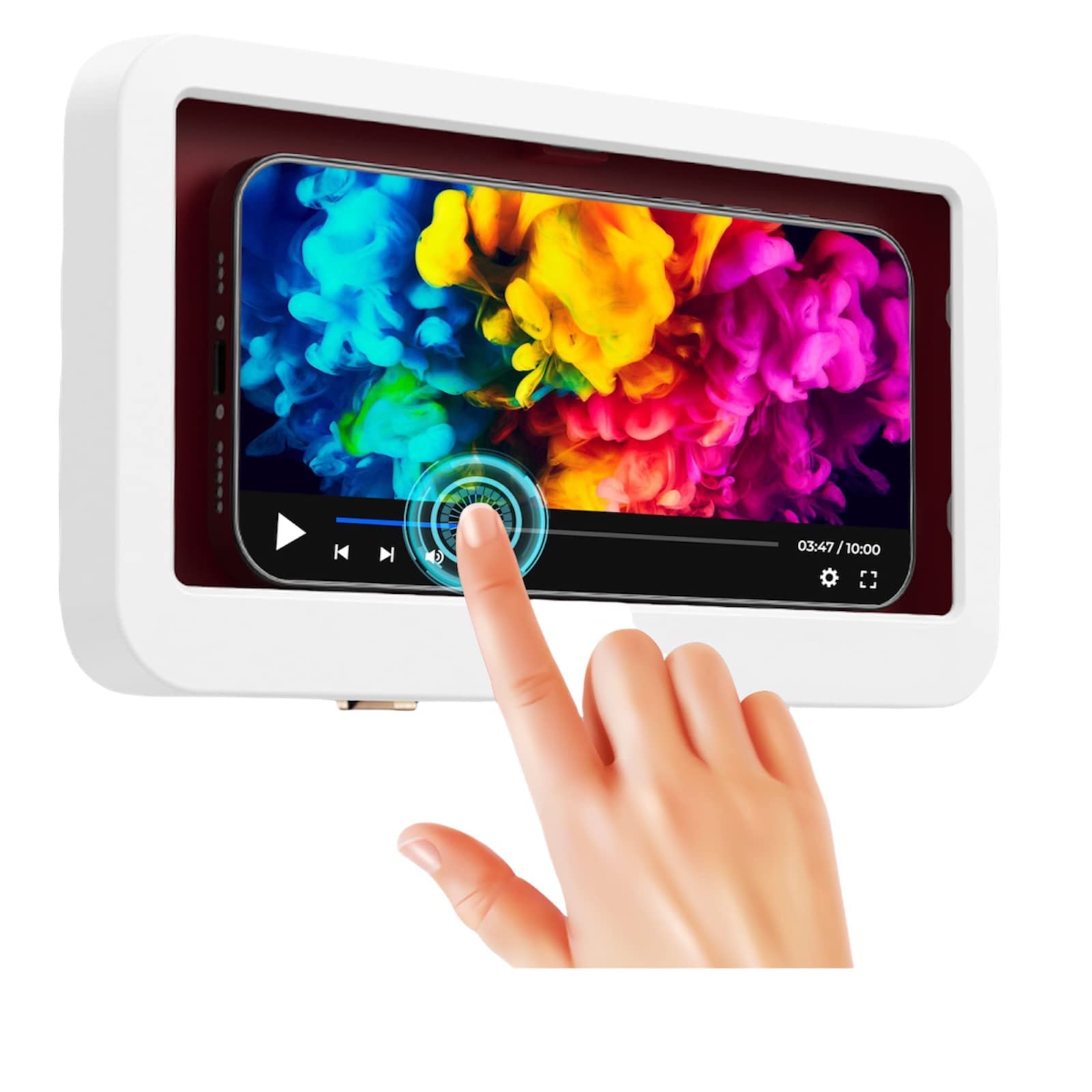 Spread Pixie Dust Shower Phone Case Holder - Waterproof Wall Mount for iPhone, 3" Size, White, Model 1, Durable ABS Material