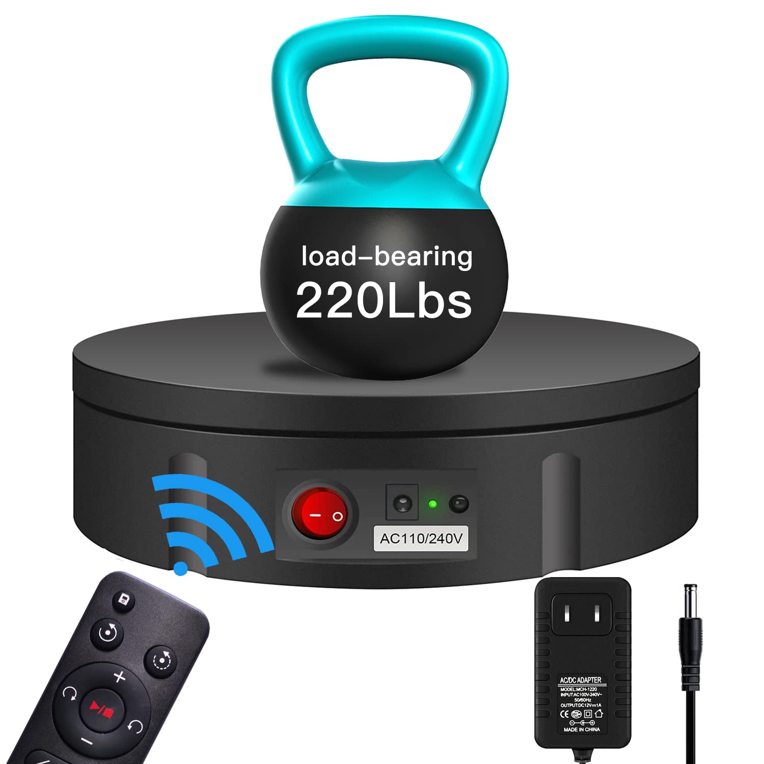 JAYEGT Motorized Rotating Display Stand, 360 Degree Electric Rotating Turntable for Photography Products Display,Live Video Show