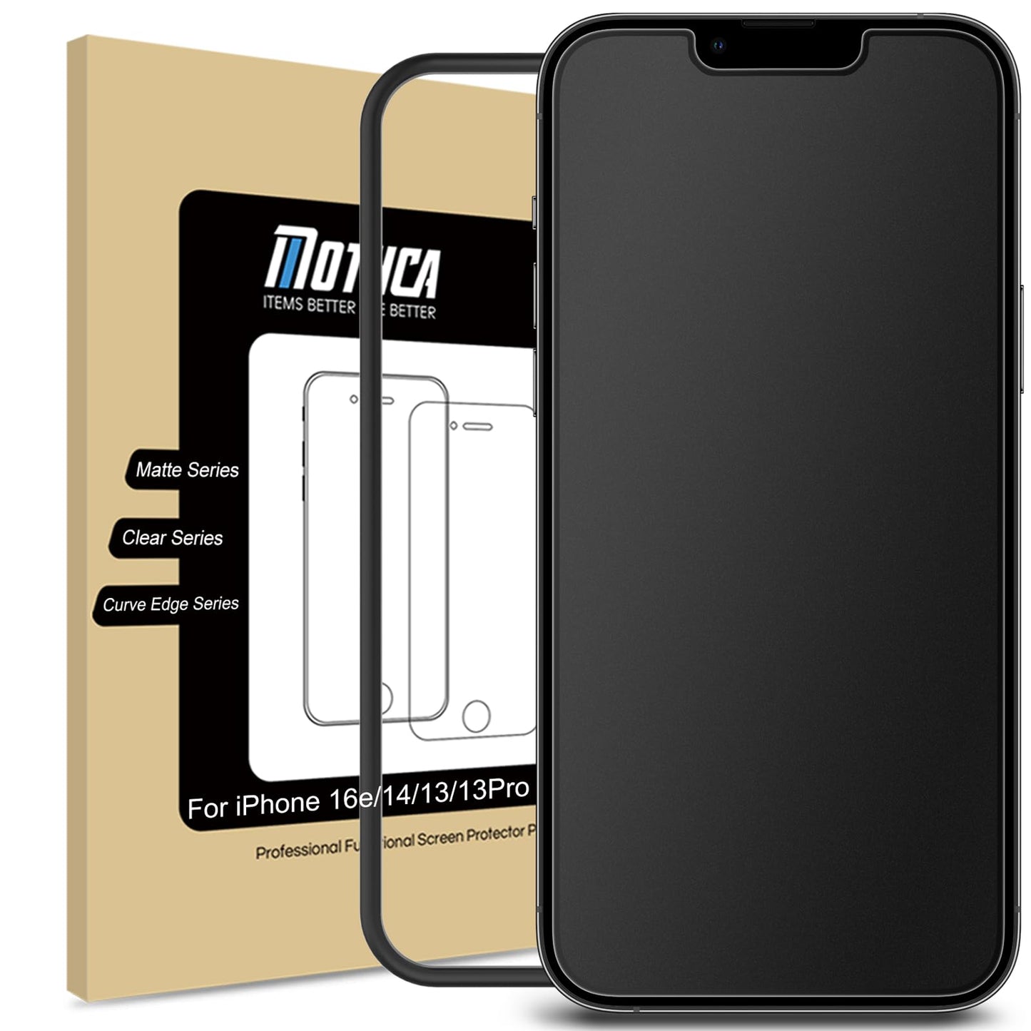 Mothca Matte Glass Screen Protector for iPhone 16e / iPhone 14 / iPhone 13 / iPhone 13 Pro [6.1 Inch] Anti-Glare & Anti-Fingerpr