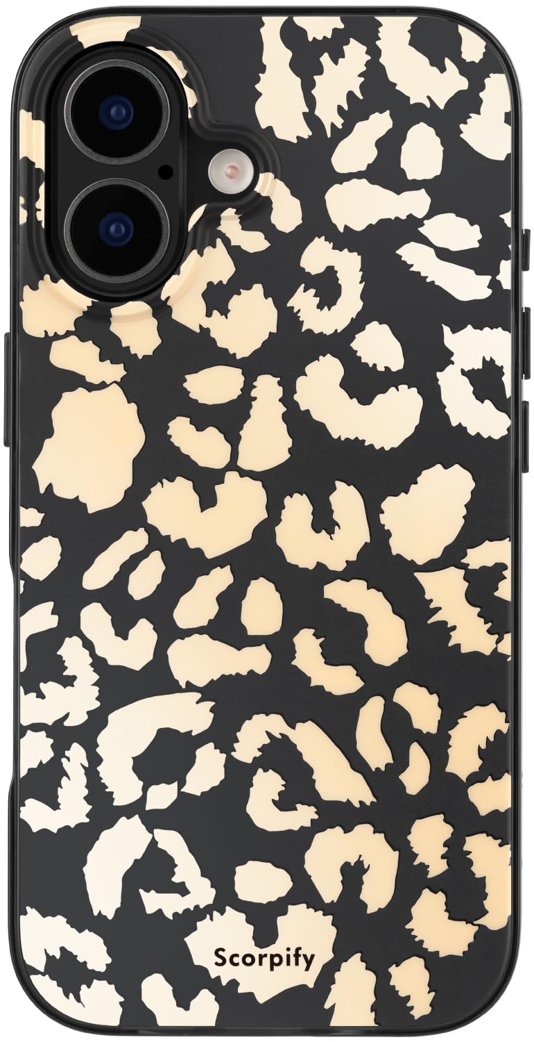 SCORPIFY for iPhone 17 Case [Compatible with MagSafe] with Matte Skin Tone Leopard Print Design, Cute Black Cheetah Magnetic Pho