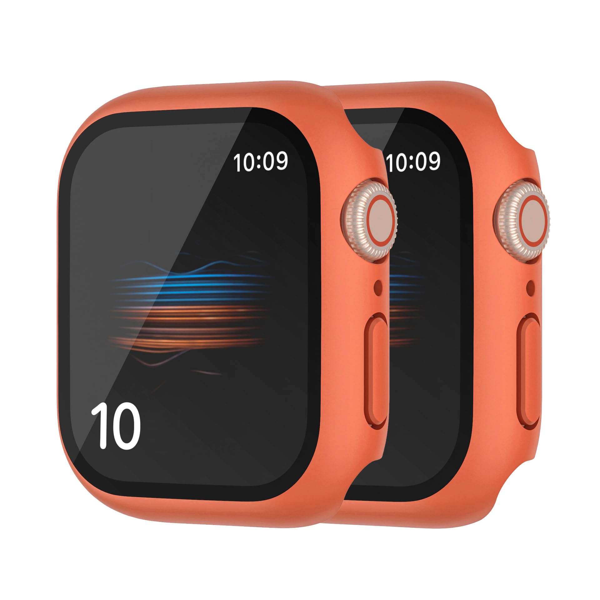 HANKN 2 Pack Hard Case for Apple Watch Series 6 5 4 SE 44mm Tempered Glass Screen Protector Case, Full Coverage Button Shockproo