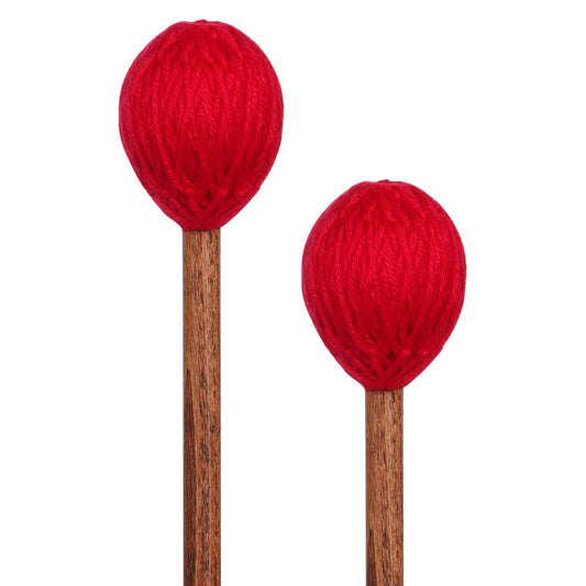 Yolyoo Medium Hard Yarn Head Keyboard Marimba Mallets with Maple Handles,Pack of 2 Blue (Red+Brown)
