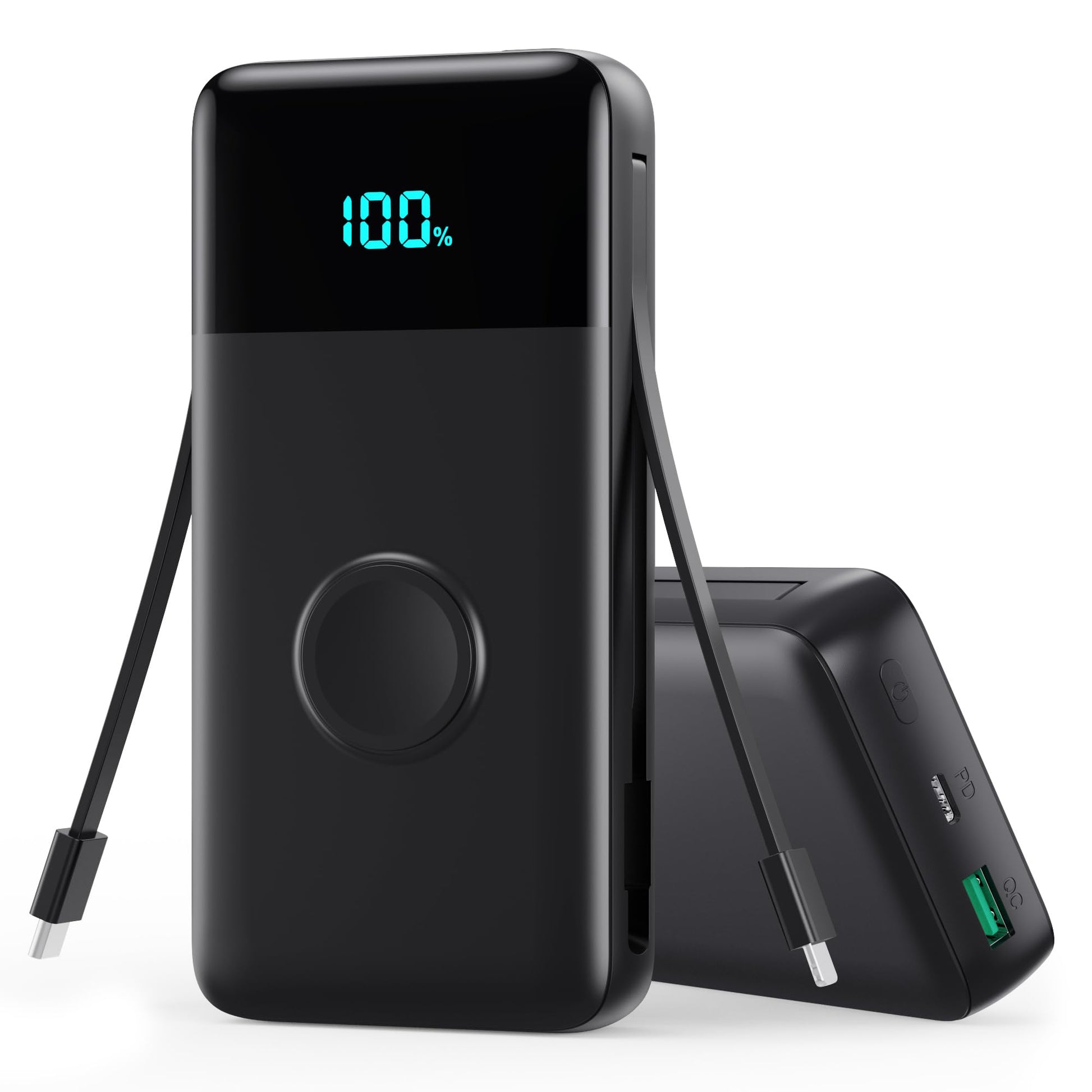 AONIMI Portable Charger 40800mAh Power Bank with 2 Built in Cables and Apple-Watch Charger, 25W PD Fast Charging USB C Battery P