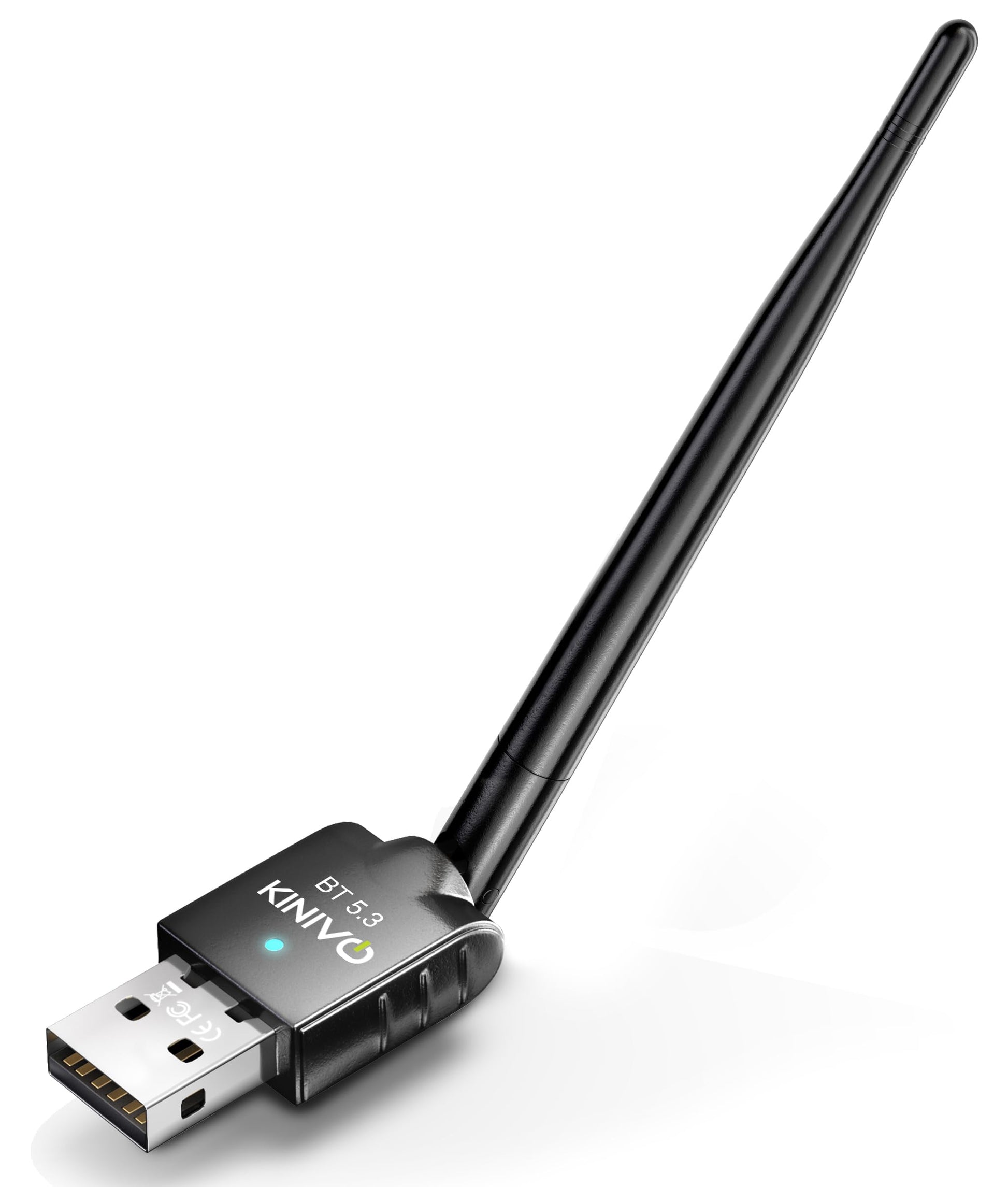 Kinivo USB Bluetooth Adapter for PC (BT 5.3, Long Range Wireless Receiver, USB Dongle for Windows 11/10/8.1) - Compatible with L