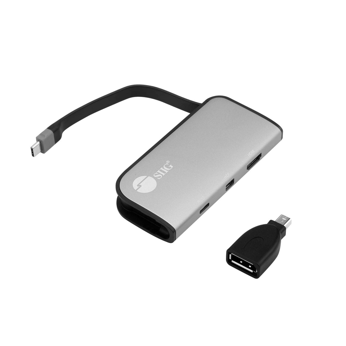 SIIG USB-C to Mini DisplayPort & HDMI VXP Adapter with PD 3.0, 100W PD, Combine Two Monitor to One 3840x1080 Video Wall, Compati