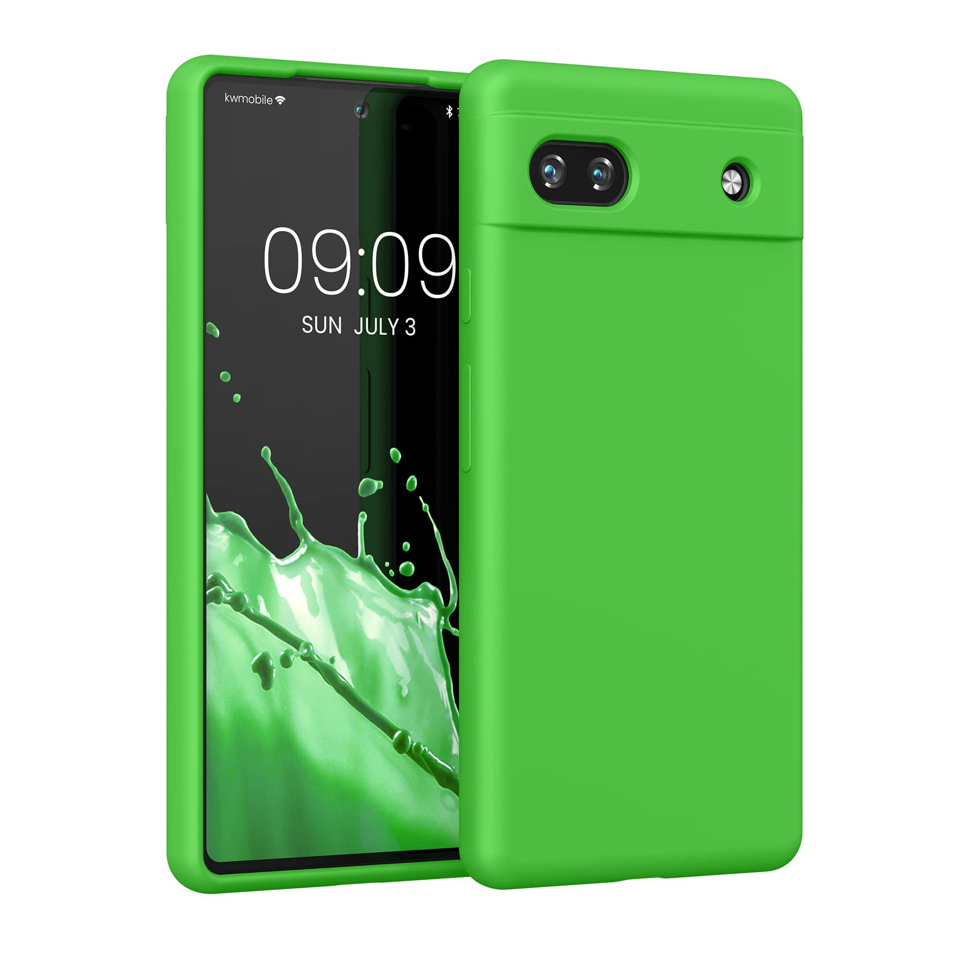 kwmobile Case Compatible with Google Pixel 6a Case - TPU Silicone Phone Cover with Soft Finish - Lime Green
