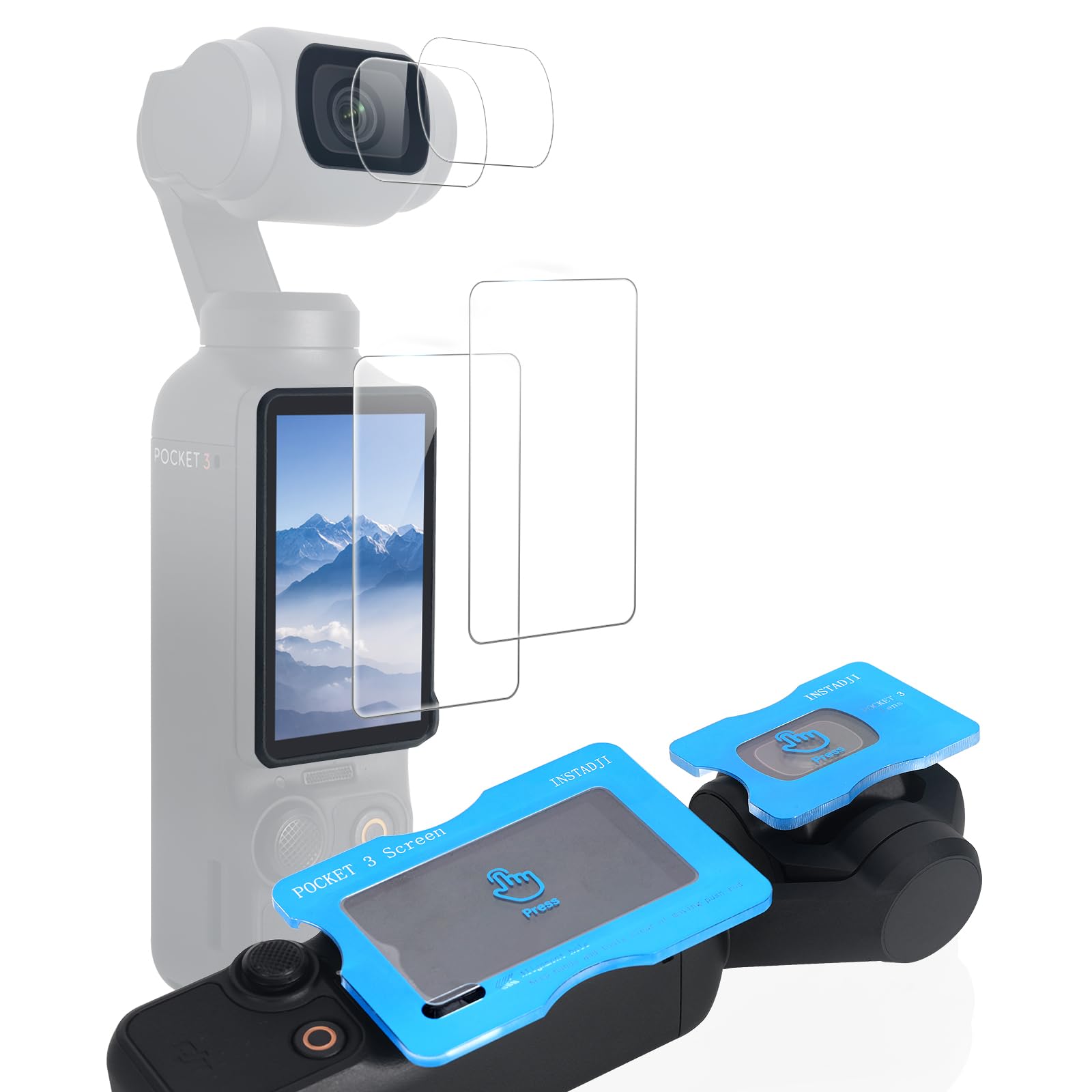 2 Pack Screen Protector for DJI Osmo Pocket 3/Xtra Muse+Lens Protector for Osmo Pocket 3/Xtra Muse Accessories [Auto-Alignment K