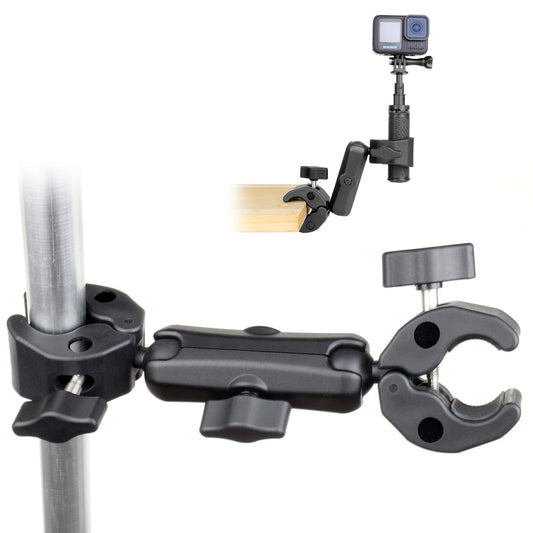 SOONSUN Double Super Clamp Camera Mount, Umbrella Clamp for Chair, Desk, Stroller, Wagons, Tripod, Pole, Light Stand, Cross Bar,