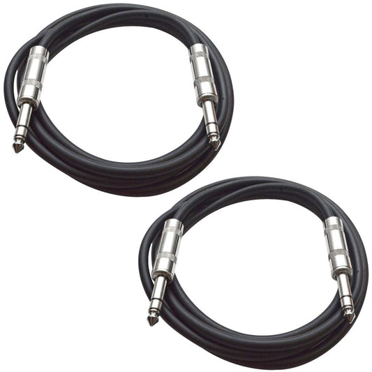 Seismic Audio - SATRX-6-2 Pack of 6 1/4 TRS Male to 1/4 TRS Male Patch Cables - Balanced - 6 Foot Patch Cord - Purple and Purpl
