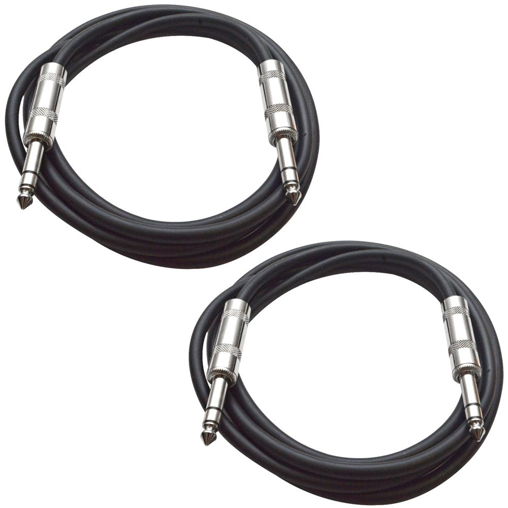 Seismic Audio - SATRX-6-2 Pack of 6 1/4 TRS Male to 1/4 TRS Male Patch Cables - Balanced - 6 Foot Patch Cord - Green and Yellow
