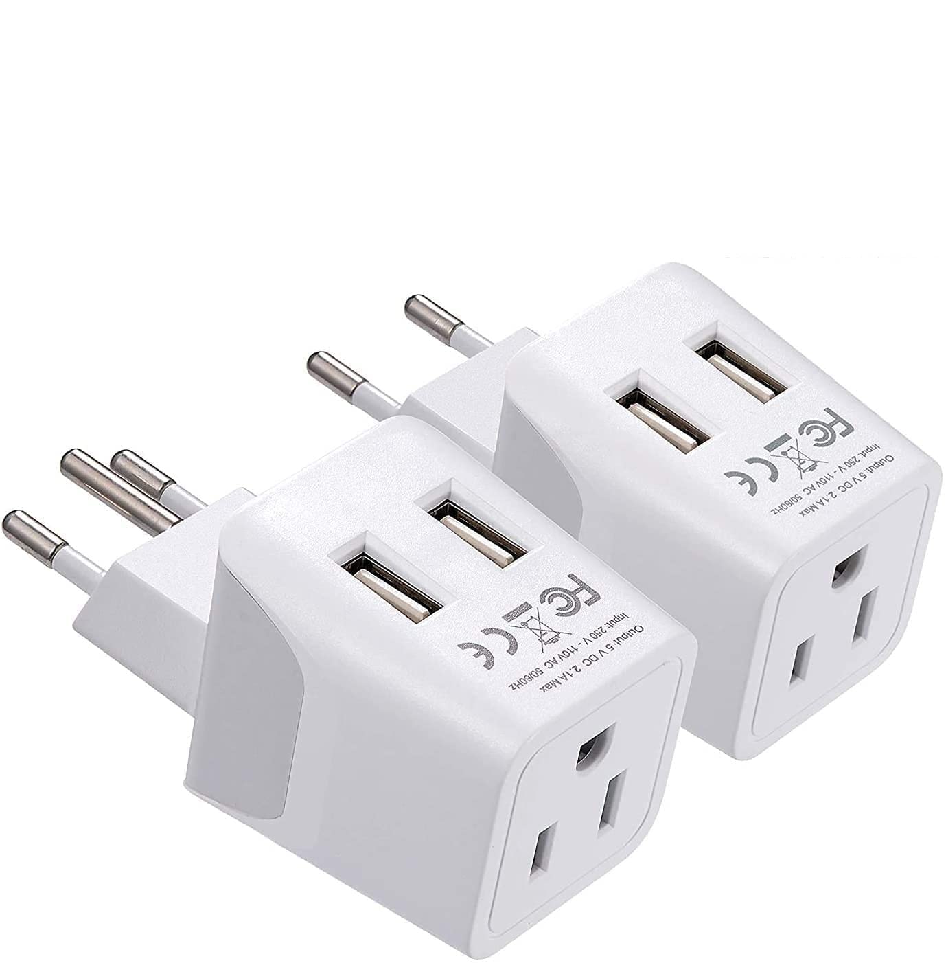 Ceptics Switzerland Travel Plug Set - with 2 USB + USA Socket Input - Type J and Type C- Ultra Compact - Safe Grounded Perfect f