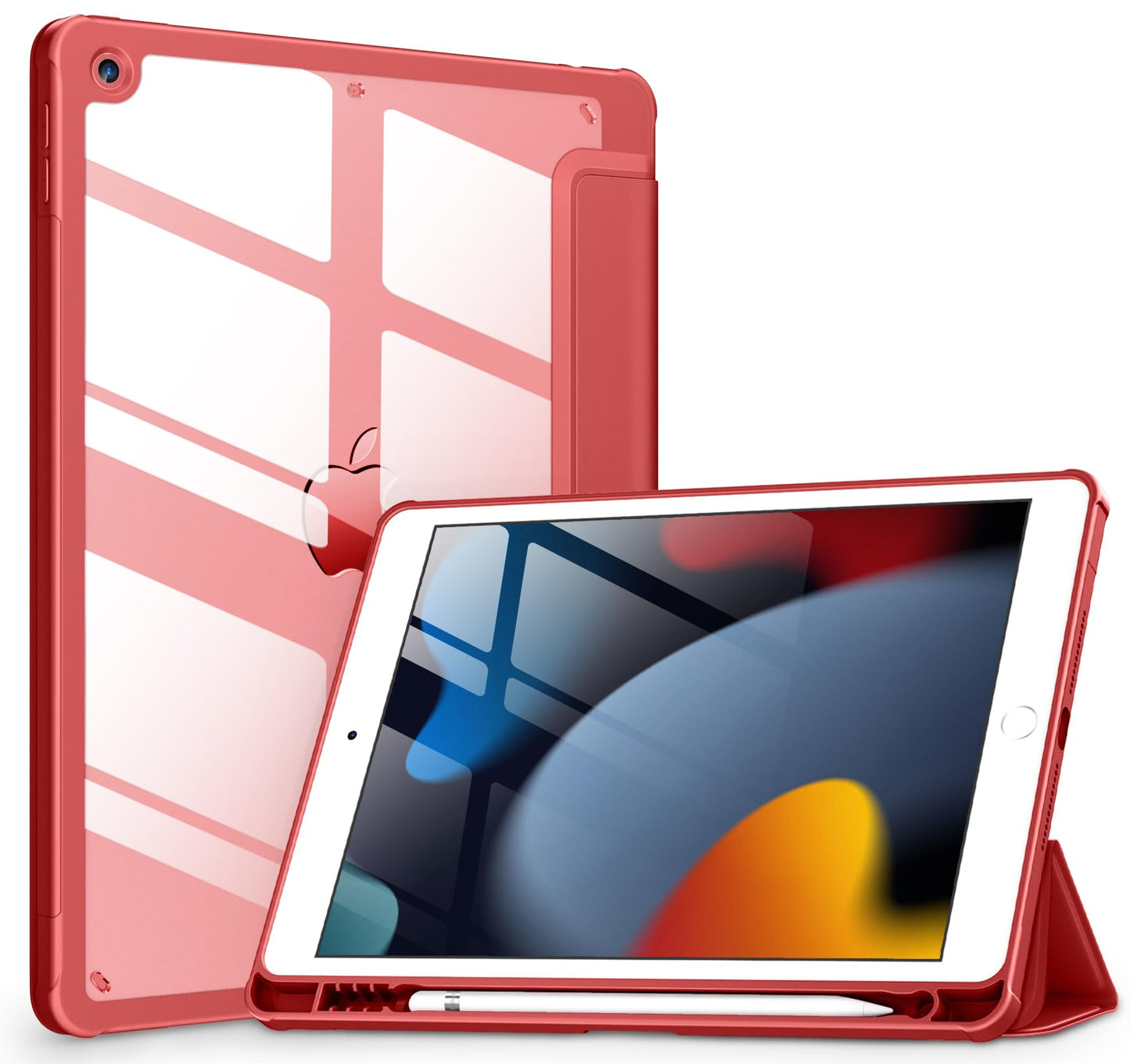 VIKESI Case for iPad 9th / 8th / 7th Generation 10.2 inch (2021/2020/2019 Released), Clear Back, TPU Shockproof Frame Cover[Buil