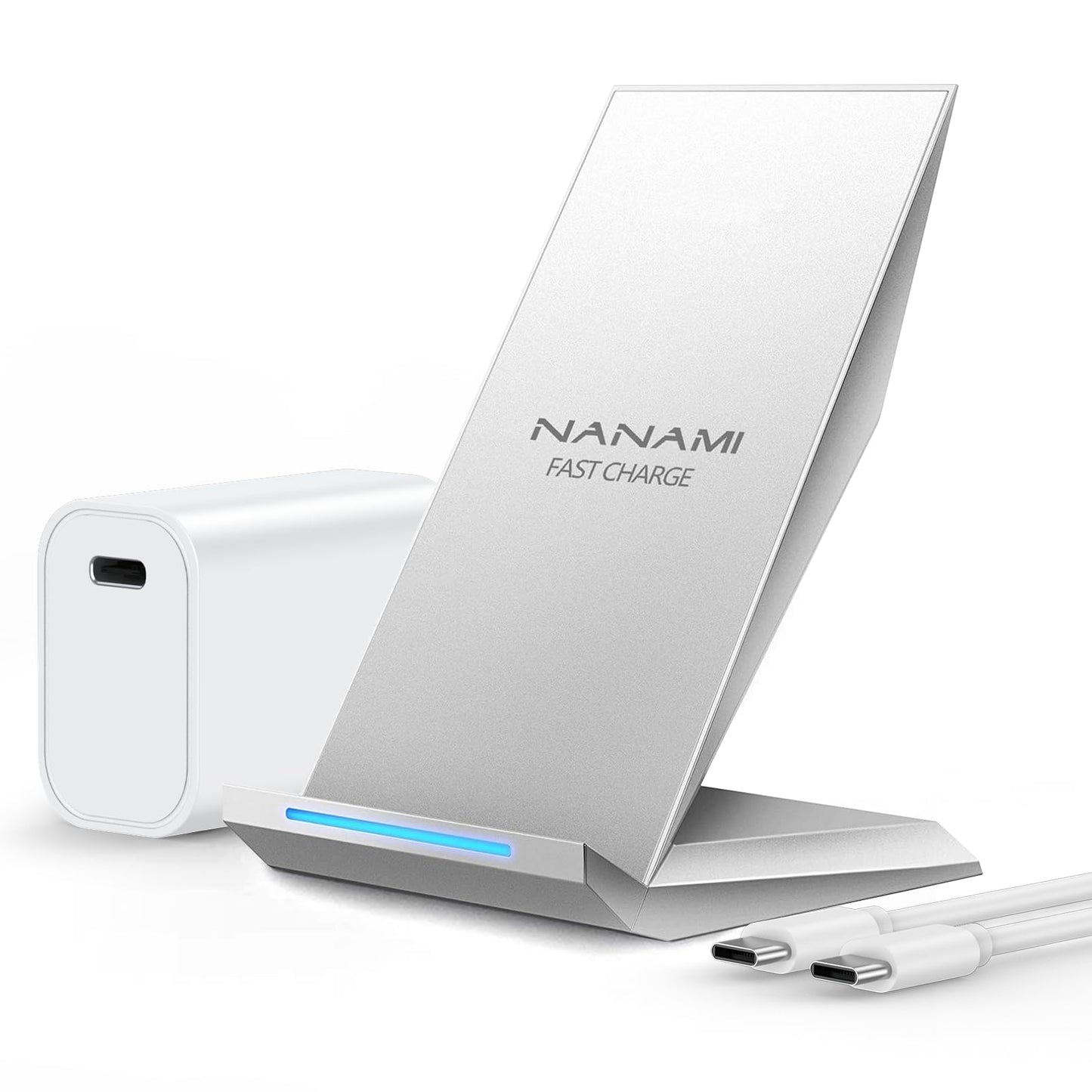 NANAMI Fast Wireless Charger, Qi Certified Charging Stand[with 20W PD Adapter] 7.5W Compatible with iPhone 17/17 Air/16/15/14/13