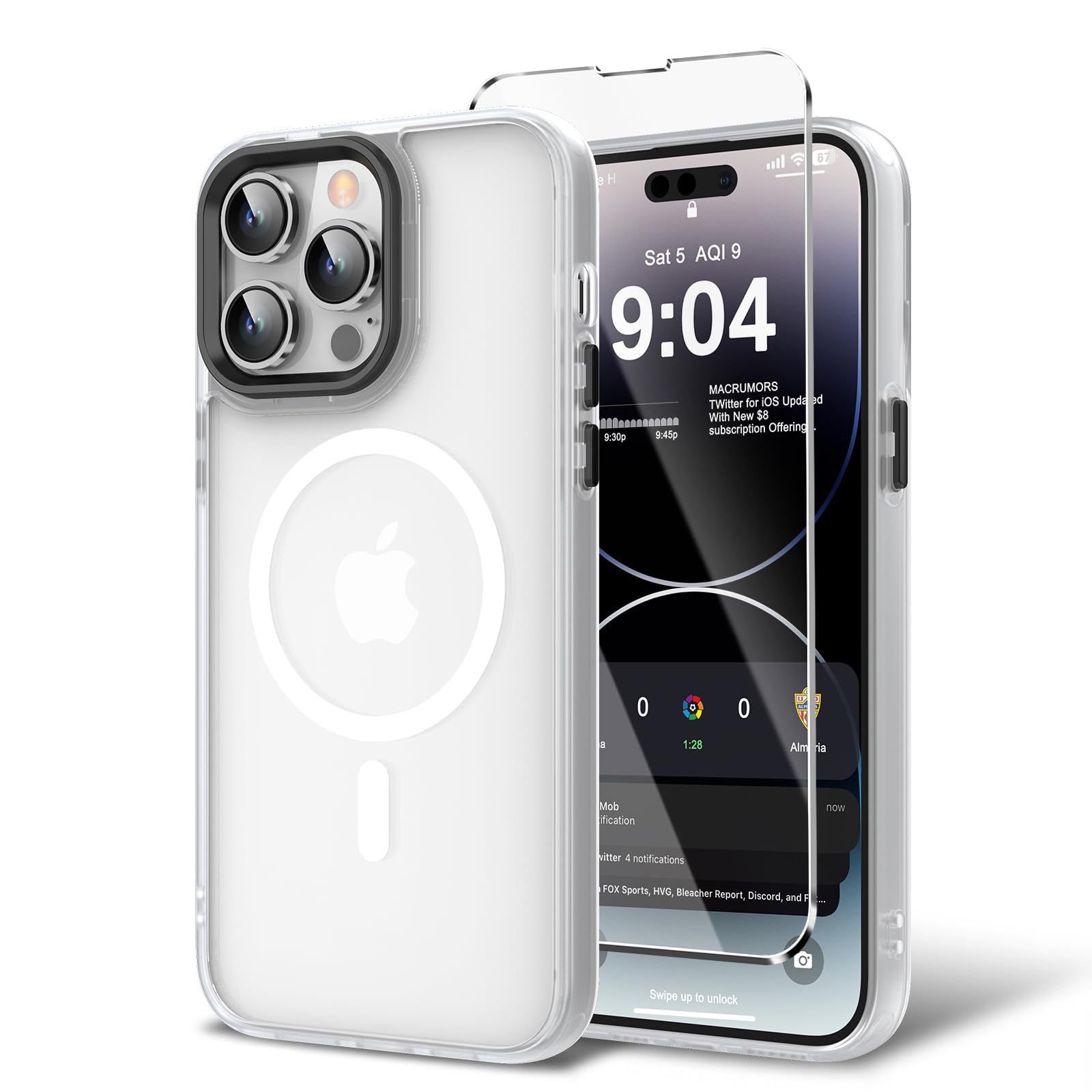 BPOASE Magnetic Case for iPhone 12 Pro Max with Screen Protector, [Compatible with Magsafe] Ultra Slim Translucent Matte Shockpr