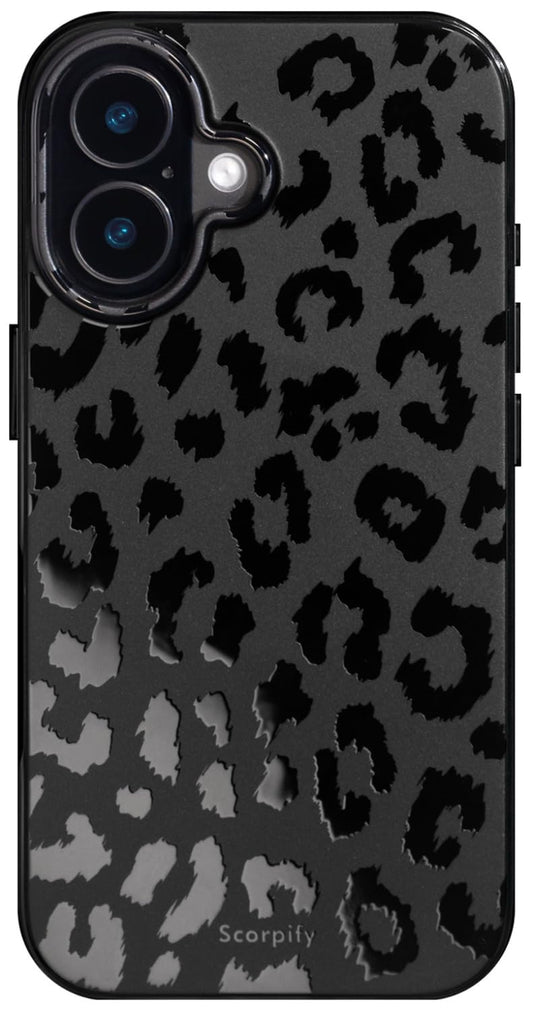 SCORPIFY for iPhone 17 Case [Compatible with MagSafe] with Matte Black Leopard Cheetah Print Design, Cute Magnetic Phone Cover f
