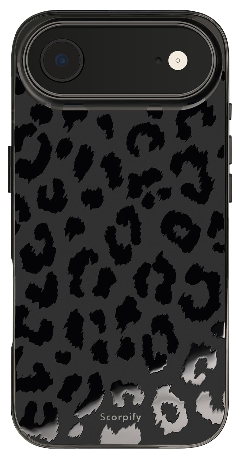 SCORPIFY for iPhone 17 Air Case [Compatible with MagSafe] with Matte Black Leopard Cheetah Print Design, Cute Magnetic Phone Cov