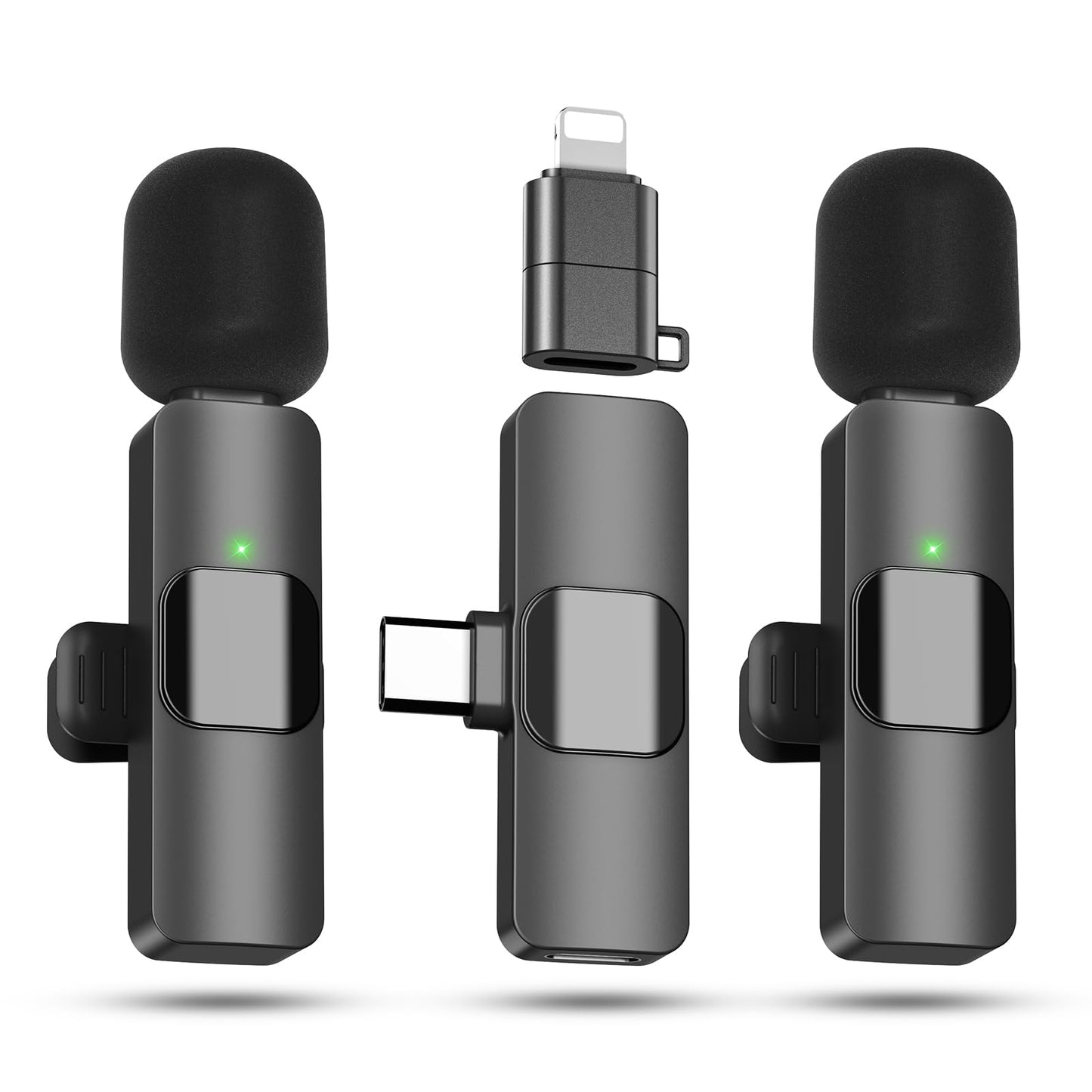 2 Pack Wireless Lavalier Microphone with Charging Case for iPhone, iOS and Android Phone, Mini Microphone for Video Recording, I