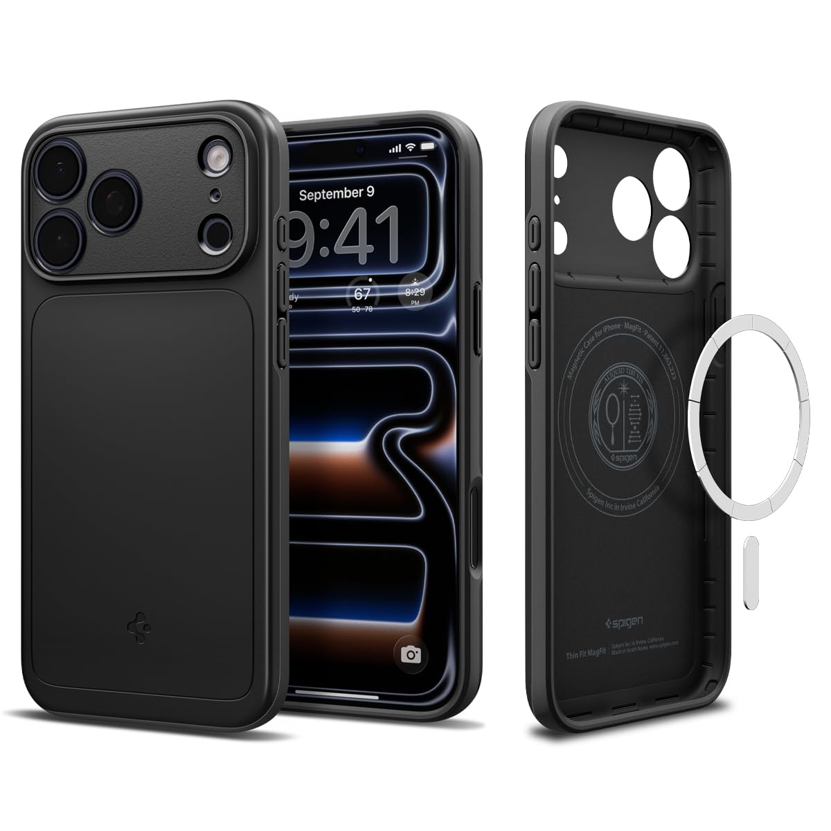 Spigen for iPhone 17 Pro Max Case, Thin Fit MagFit [TPU Covered Camera Control] [Compatible with MagSafe] - Black