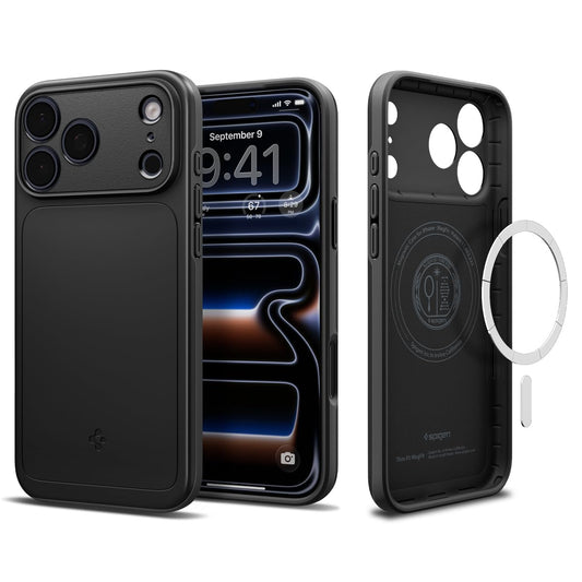 Spigen for iPhone 17 Pro Max Case, Thin Fit MagFit [TPU Covered Camera Control] [Compatible with MagSafe] - Black
