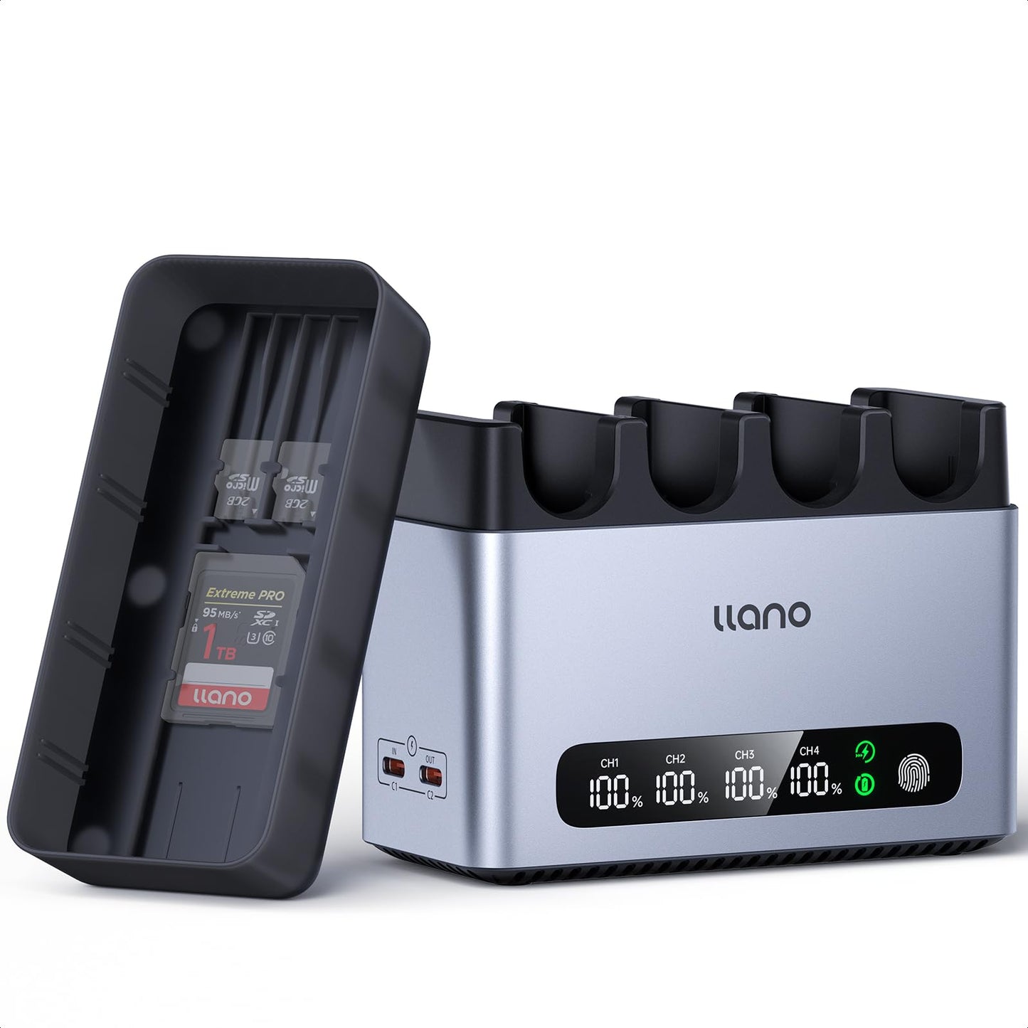 llano 65W 4-Slot EN-EL15C Charger for Nikon Z8, ZR, Z7II, Z5II, ZF, Z6III, D850, Z7, Z6II, Z6, D7500, D750, D7200, Heat Dissipat