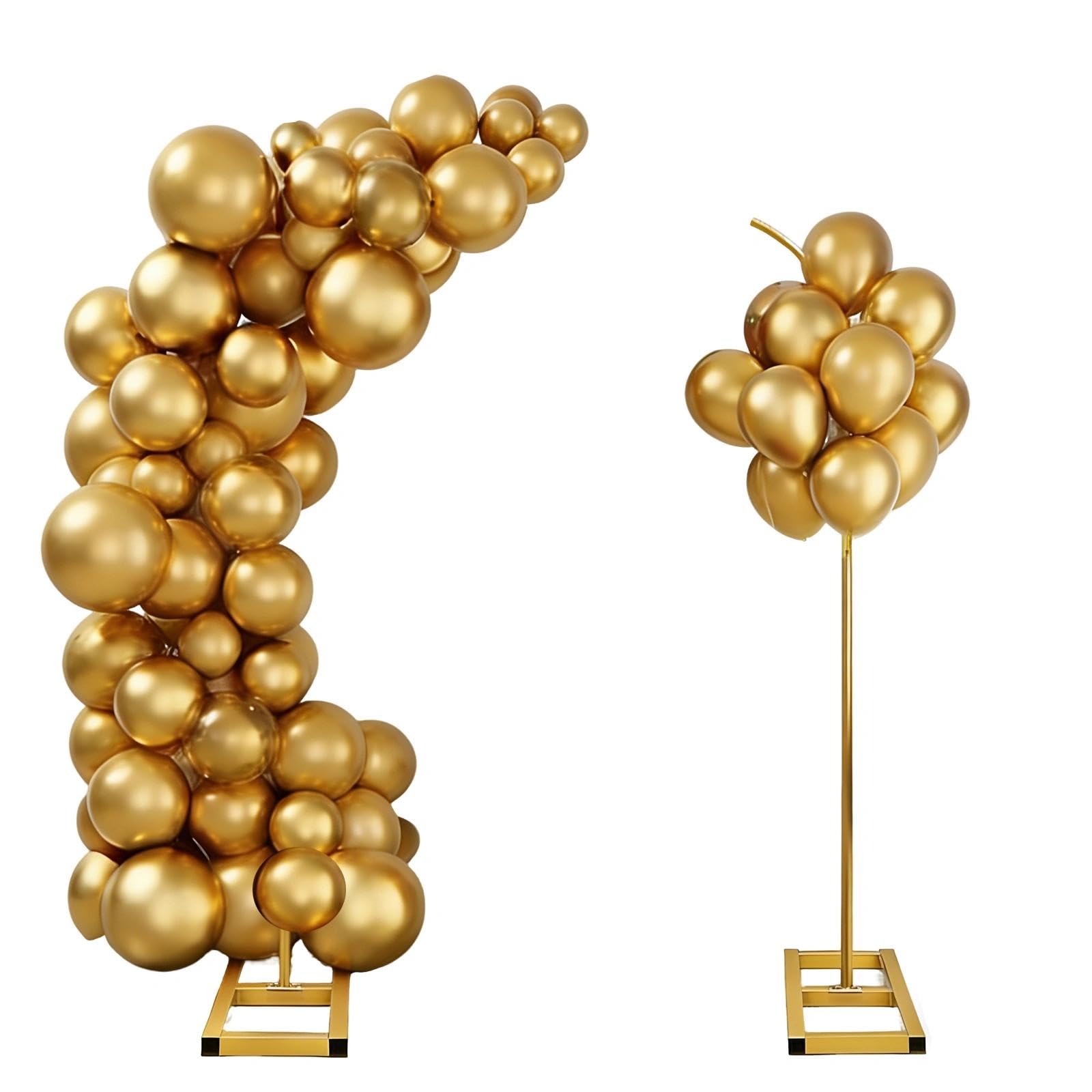 Balloon Arch Stand Set of 2, Gold Wedding Arches Backdrop Stands, Half Arch Balloon Stand with Base for Birthday, Wedding, Baby