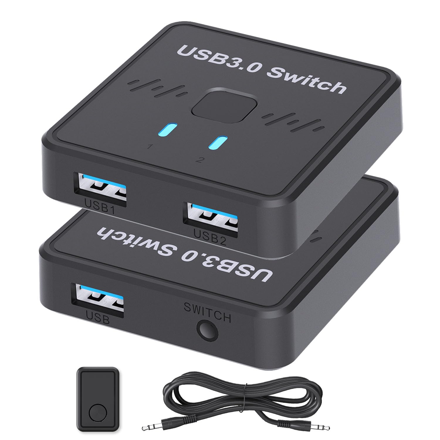 USB Switch, Lecnvuo USB-A Selector, USB Splitter 1 in 2 Out / 2 in 1 Out, 2 Computers Share 1 USB-A Devices for Printer, Keyboar