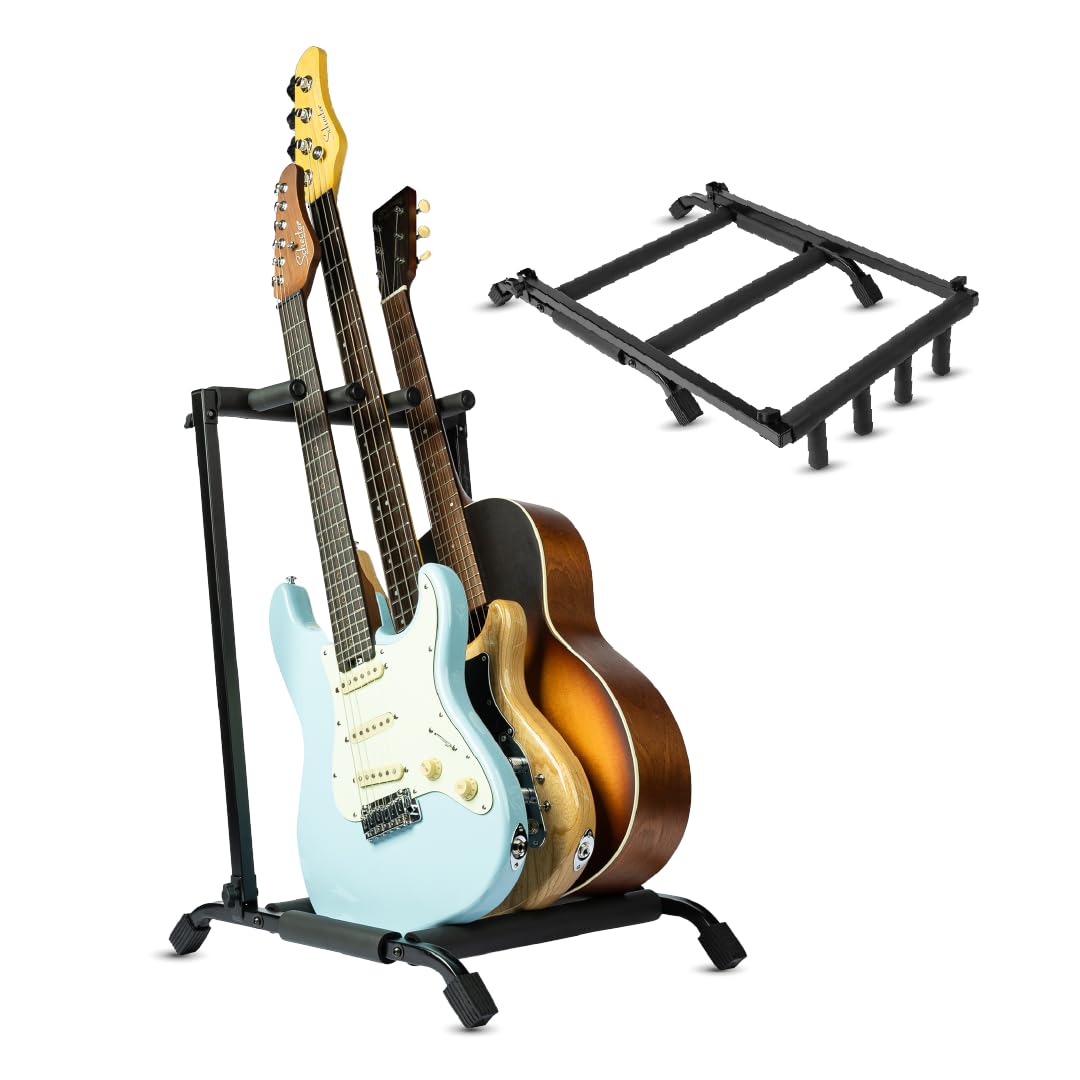 Wayfinder Collapsible Folding 3 Guitar Rack Stand for Acoustic, Electric, and Bass Guitars, Space-Saving & Convenient Storage So