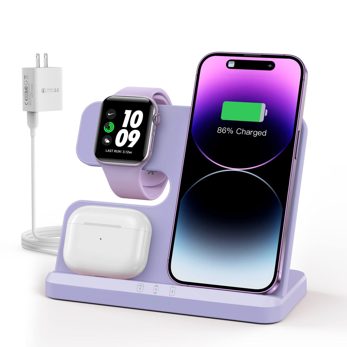 JARGOU 3 in 1 Charging Station for Apple Wireless Charger for iPhone 16 15 14 13 12 11 X 8 & for Apple Watch Charger Wireless Ch